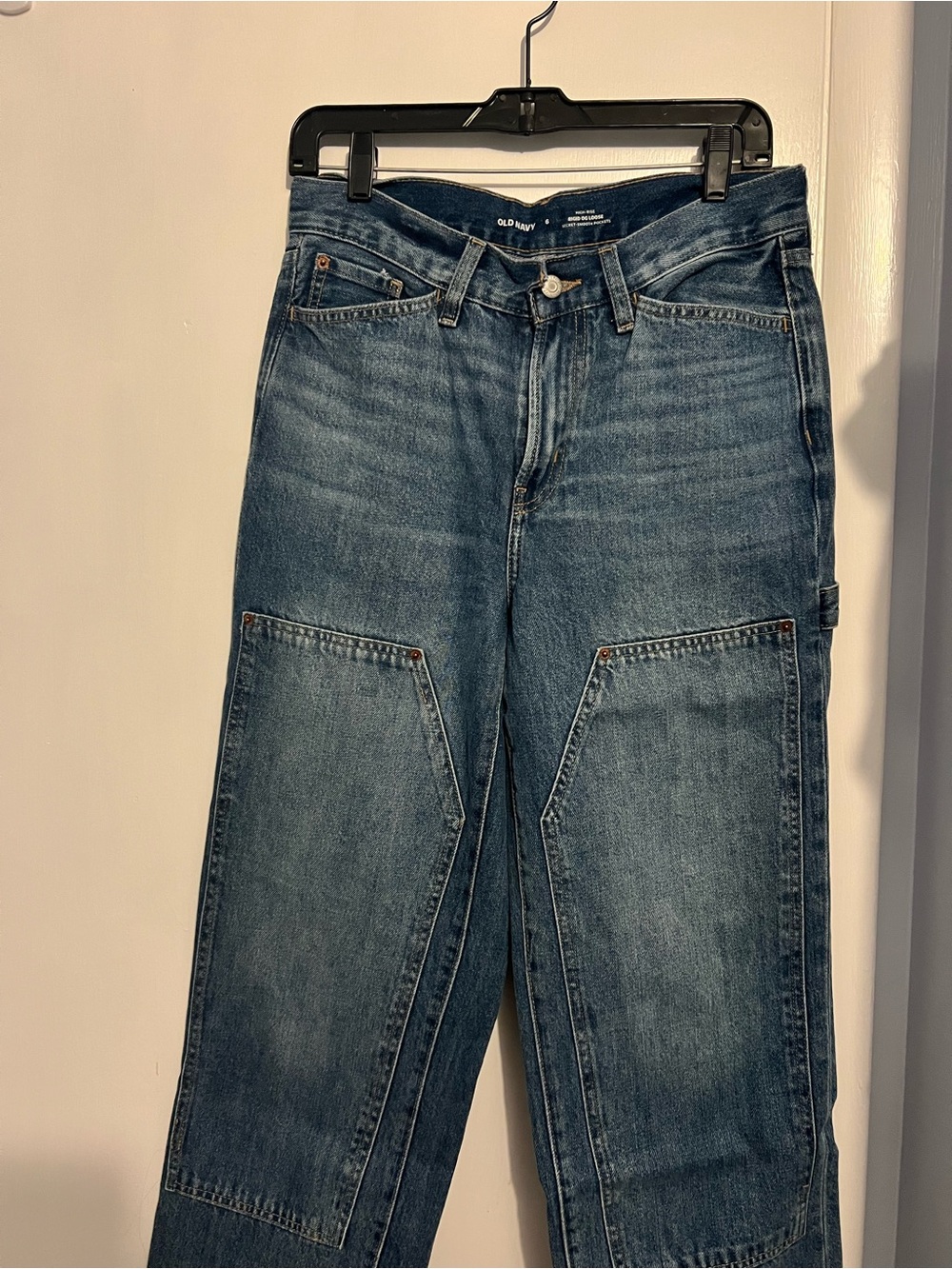 Old Navy Men's Distressed Blue Straight Carpenter Jeans